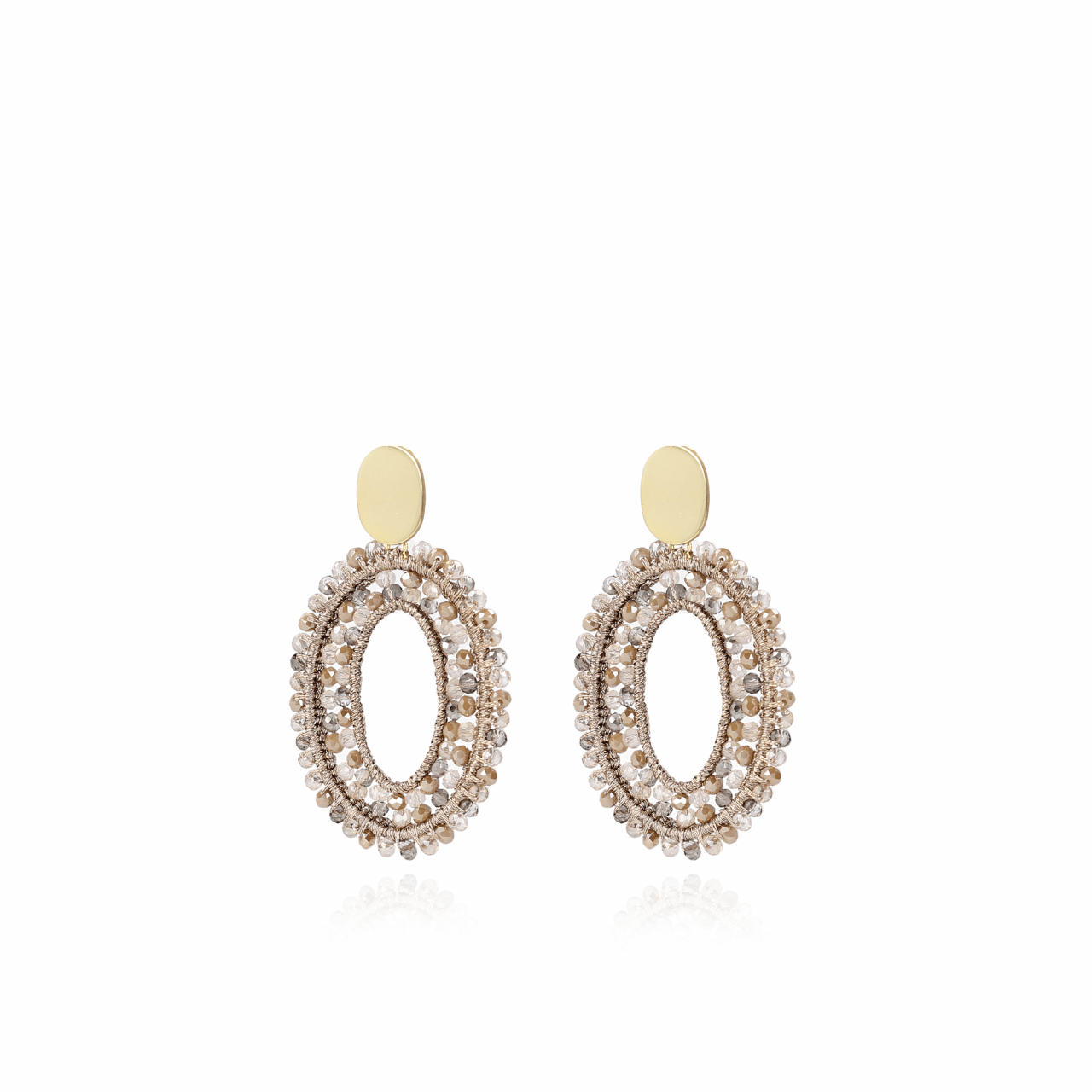 Champagne silk open ovaal double stones M oorbellenlott-theme.productDescriptionPage.SEO.byTheBrand