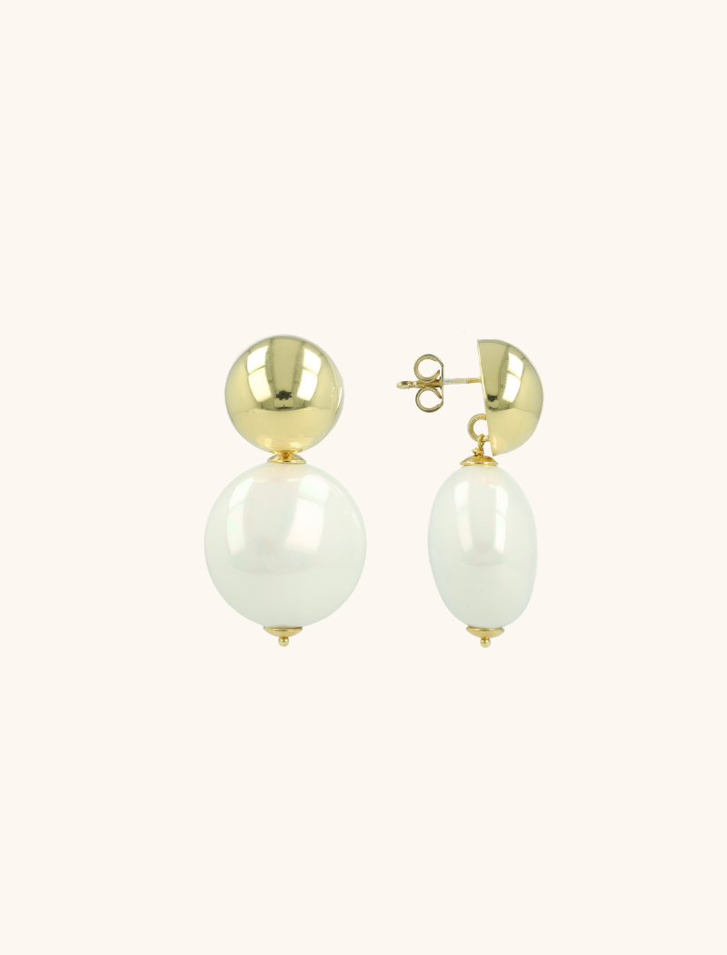 Pearl Earrings Mother Earth Round Bold M
