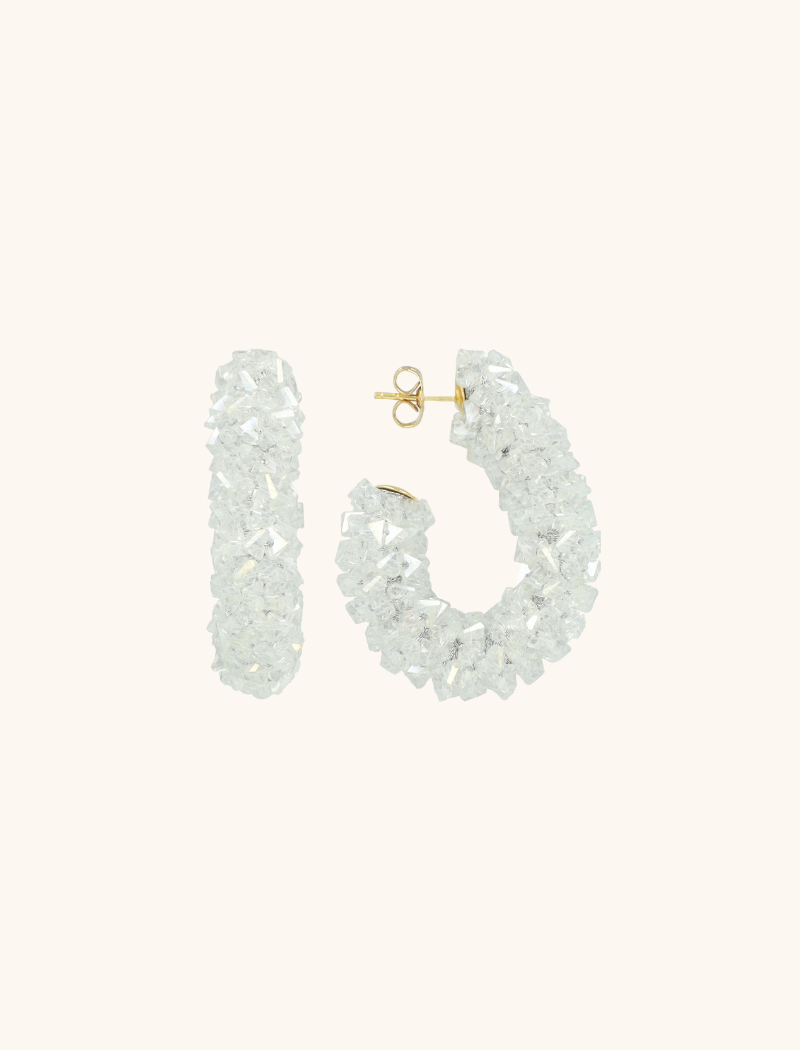 Crystal Silver Oorbellen Pascalle Creole Raw