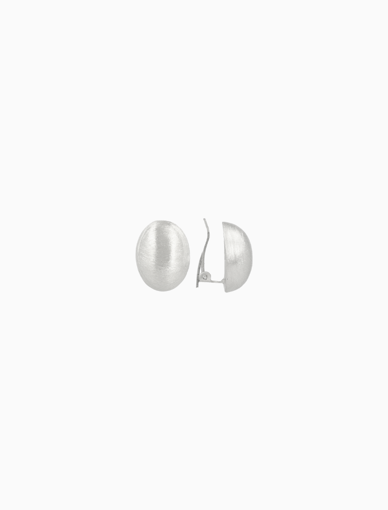 Classic Zilveren Oorbellen Luxe Oval Stud L Brushed Clip