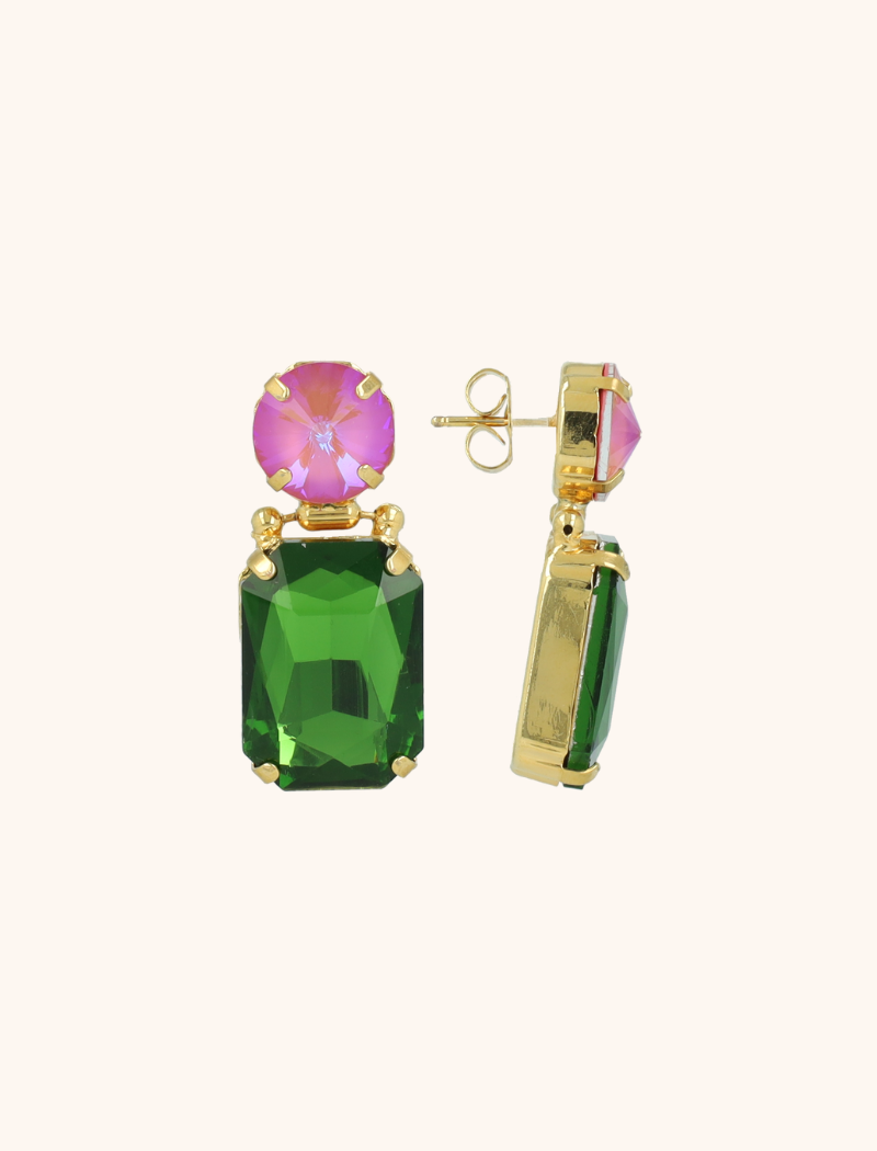 Fuchsia Earrings Suzi Rectangle w/ Round Earplug