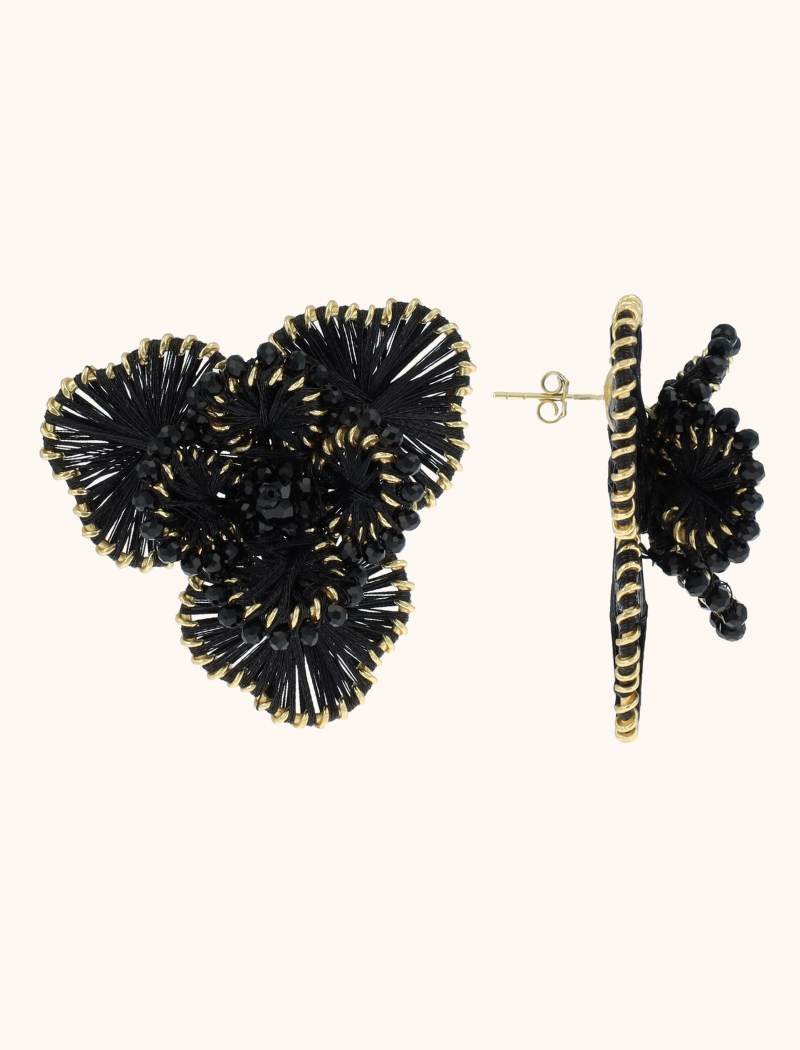 Zwarte Oorbellen Flower Earring L Aster