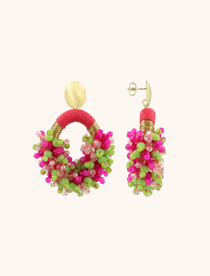Fuchsia Lime Earrings Eve Oval M DS