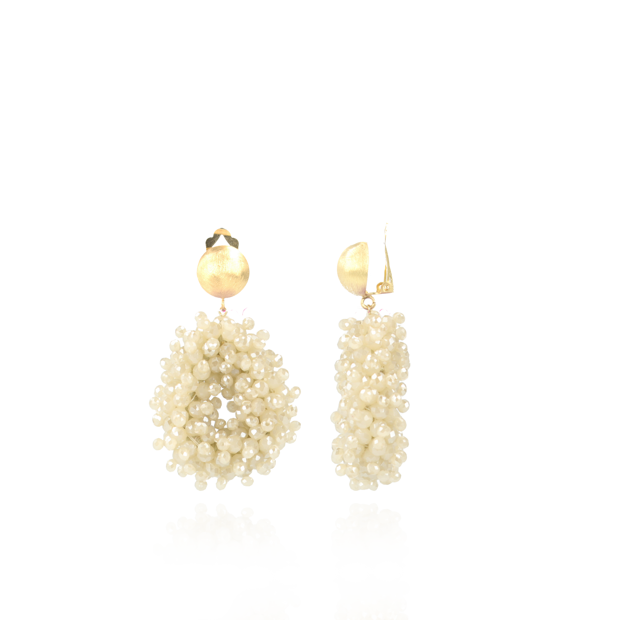 Beige Earrings Clip Louise Glassberry Drop S Double Stones Tonal