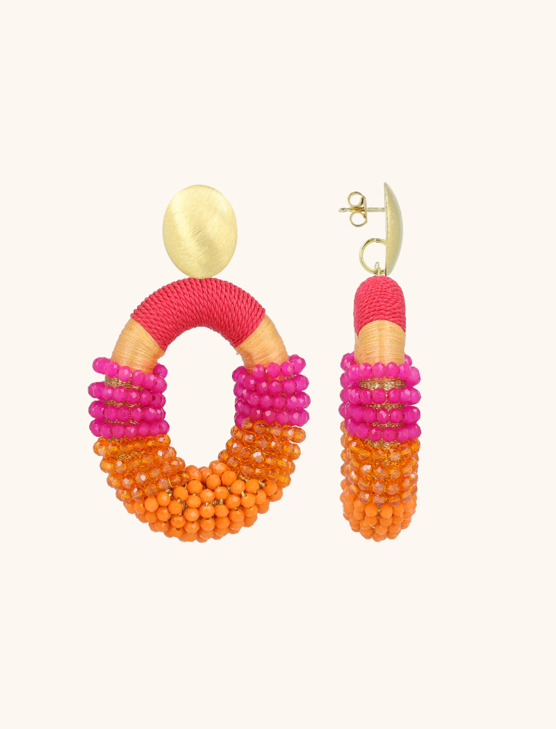 Fuchsia Oorbellen Yara Combi Oval L
