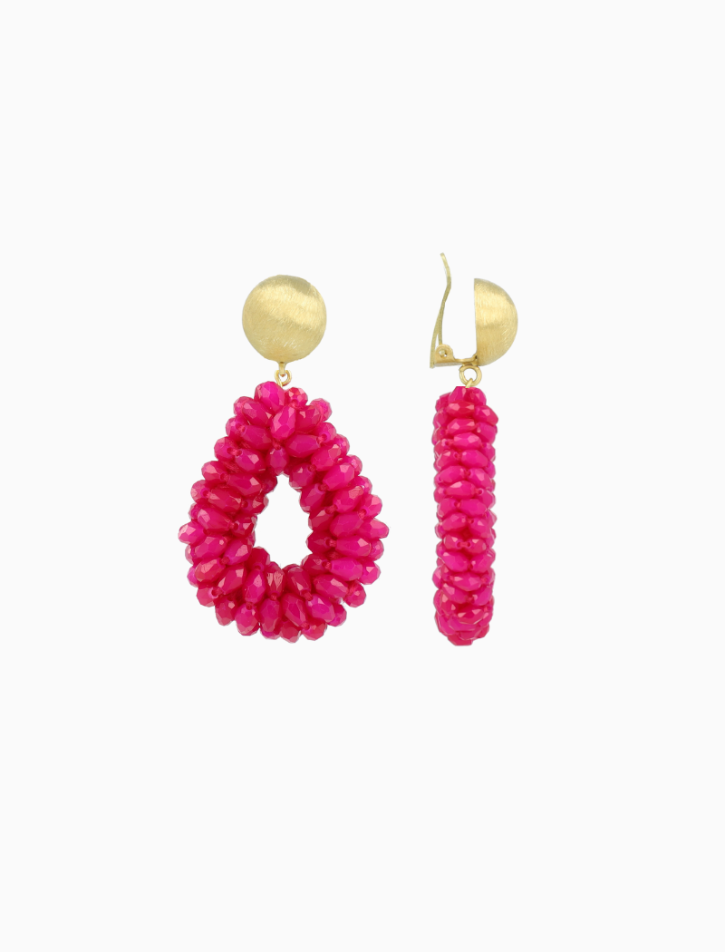Fuchsiafarbene Ohrringe Anne Teardrop S Marquis Clip