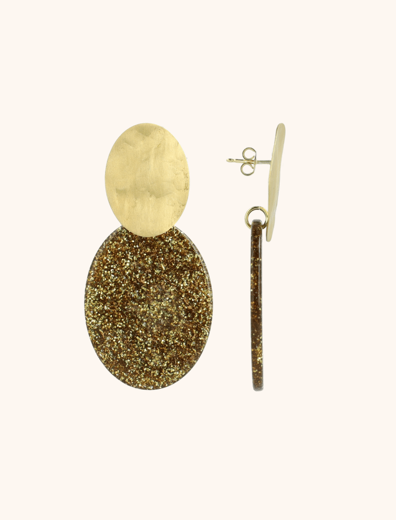 Goudkleurige Glitter Oorbellen Celia Ovaal Slott-theme.productDescriptionPage.SEO.byTheBrand