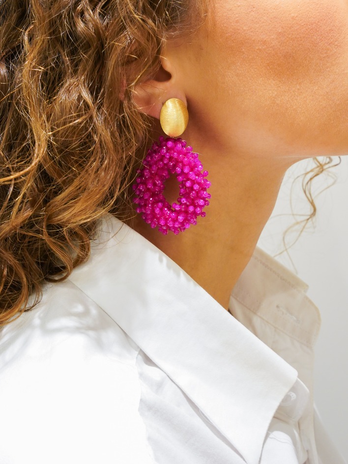 Fuchsia Earrings Clip Louise Glassberry Drop L Double Stones Tonal
