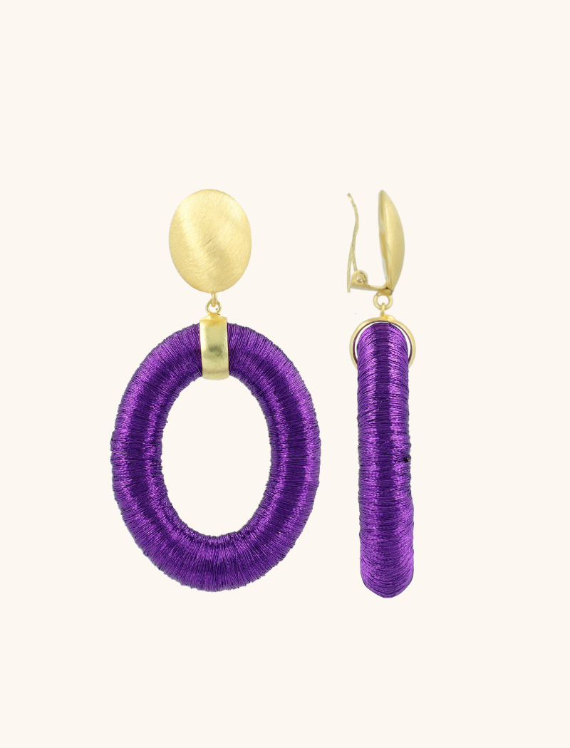 Purple Earrings Faye Oval L Clip