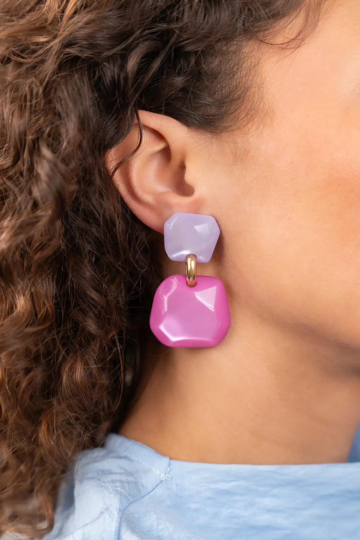 Paarse Oorbellen Lyra Statement Earring Double M