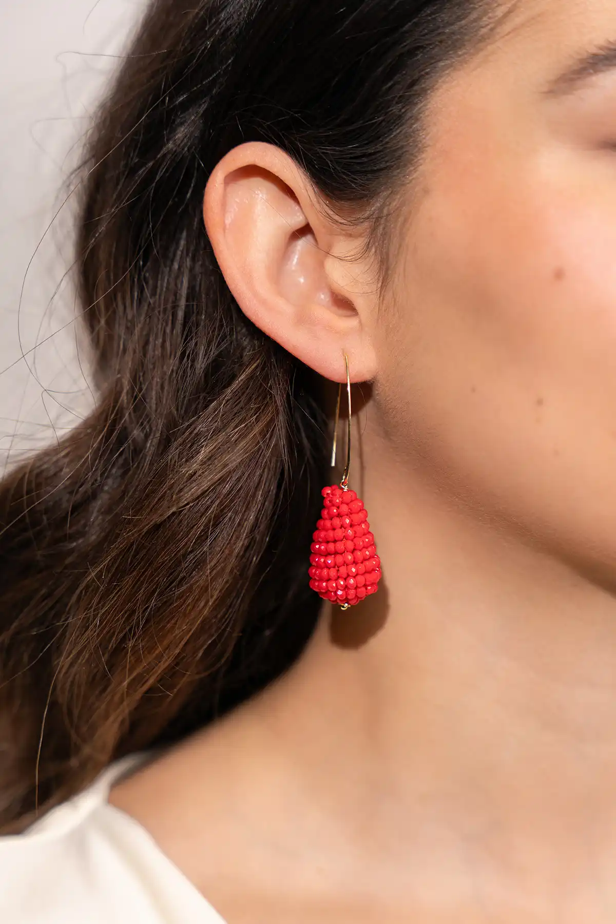 Rode oorbellen Amy Maxi glassberry cone S