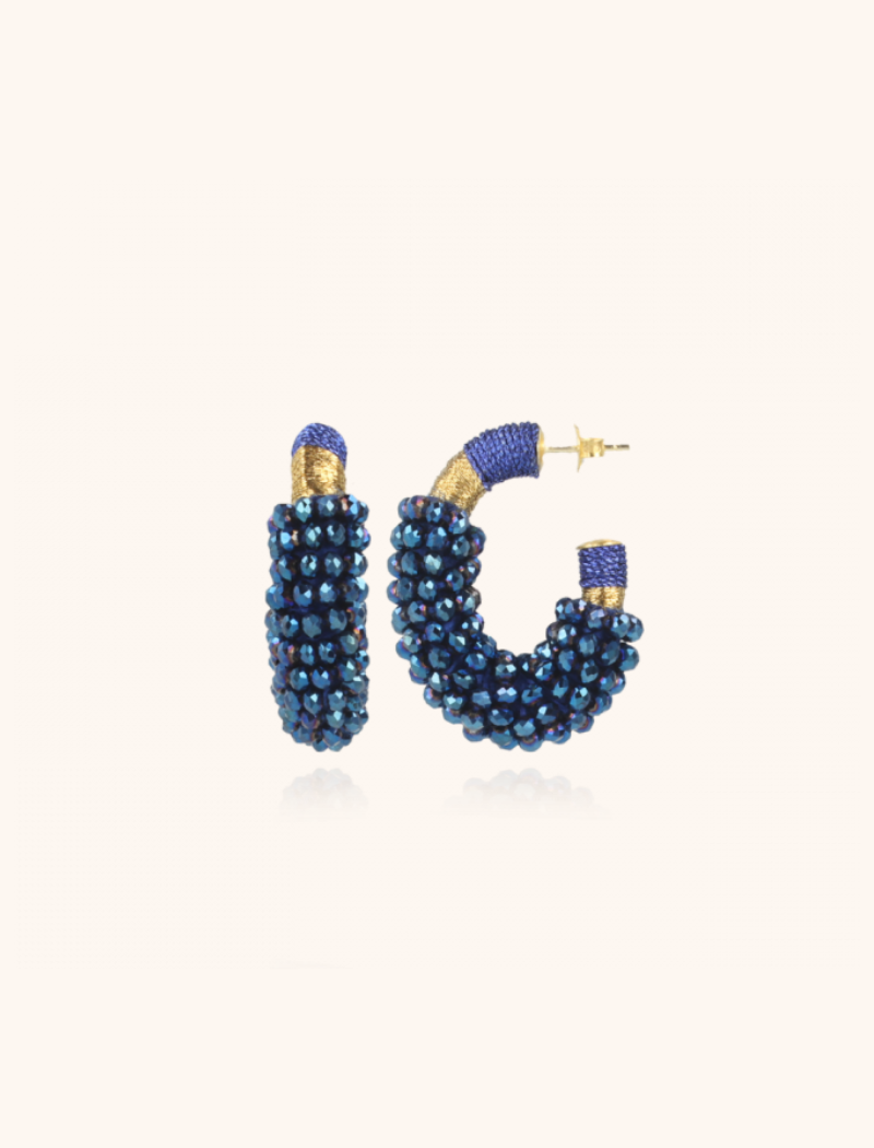 Blaue Ohrringe Creool Combi Oval M