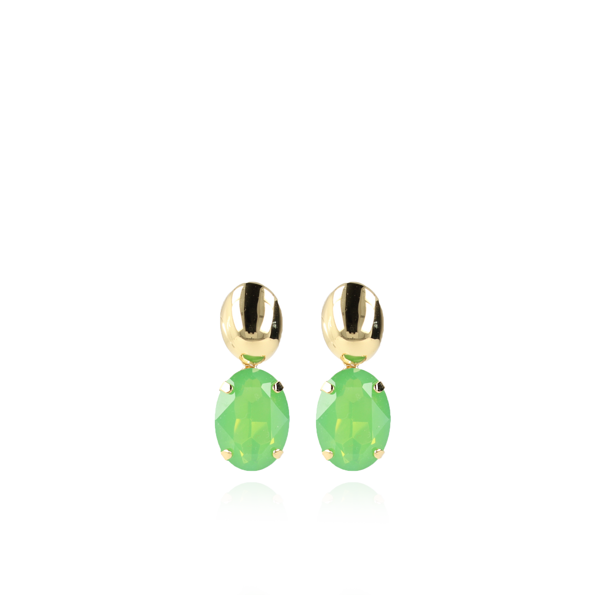 Strass Oorbellen Amelie Ovaal Groen Opaal