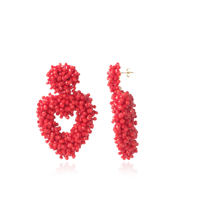Tonal Red Heart Earrings Valentina