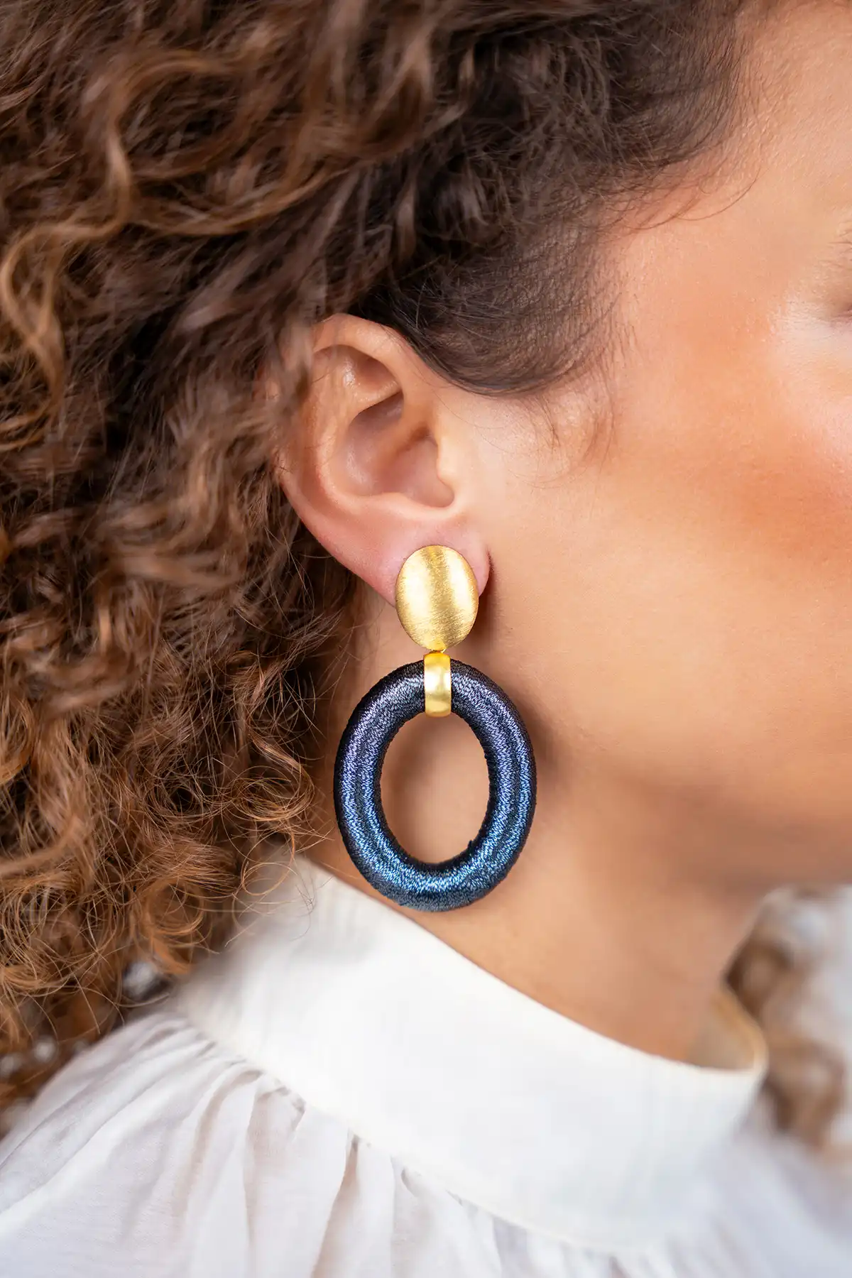 Petrol Earrings Faye Oval L