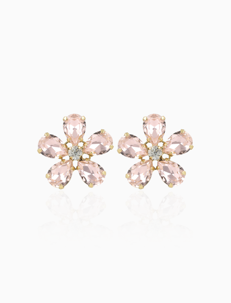 Roze Oorbellen Strass Flower M Beatrice