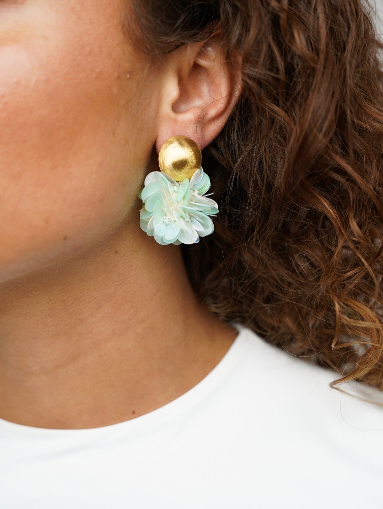 Sequin earrings Holo mint Laure Globe M