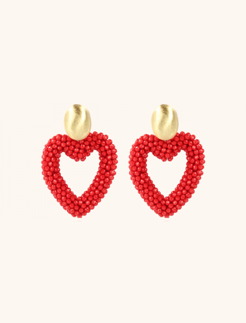 Rote Herz Ohrringe Valentijn Brushed Oval