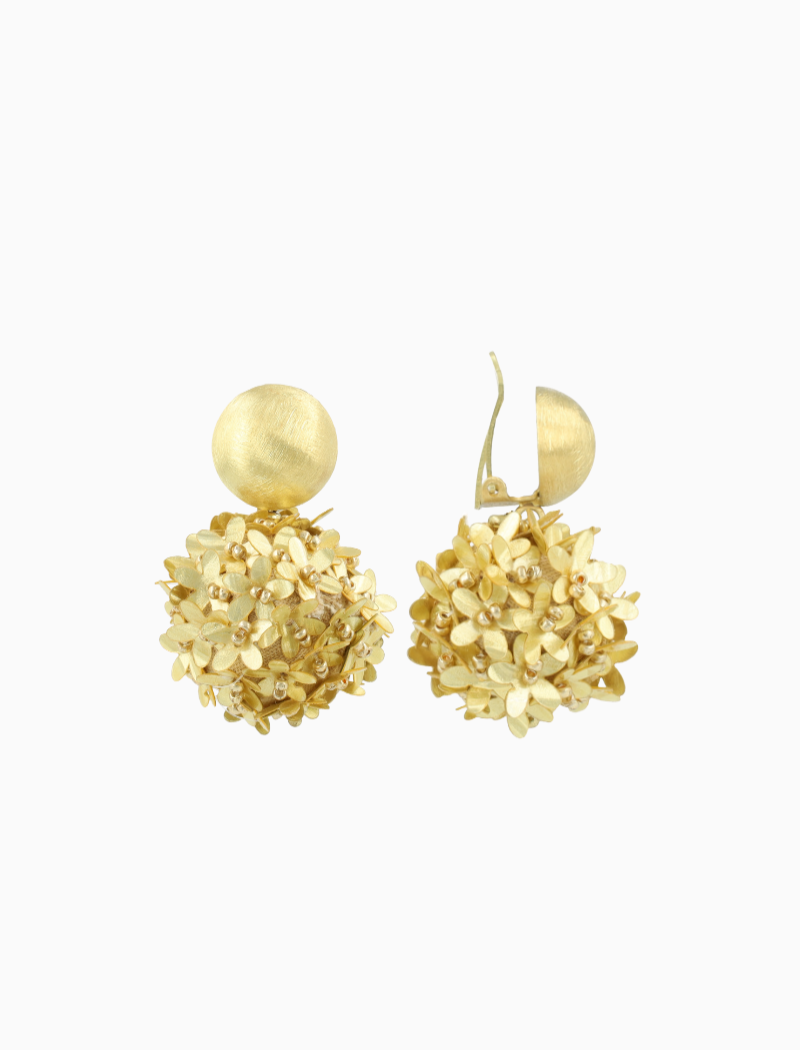 Licht Goudkleurige Oorbellen Daisy Globe M Flower Clip