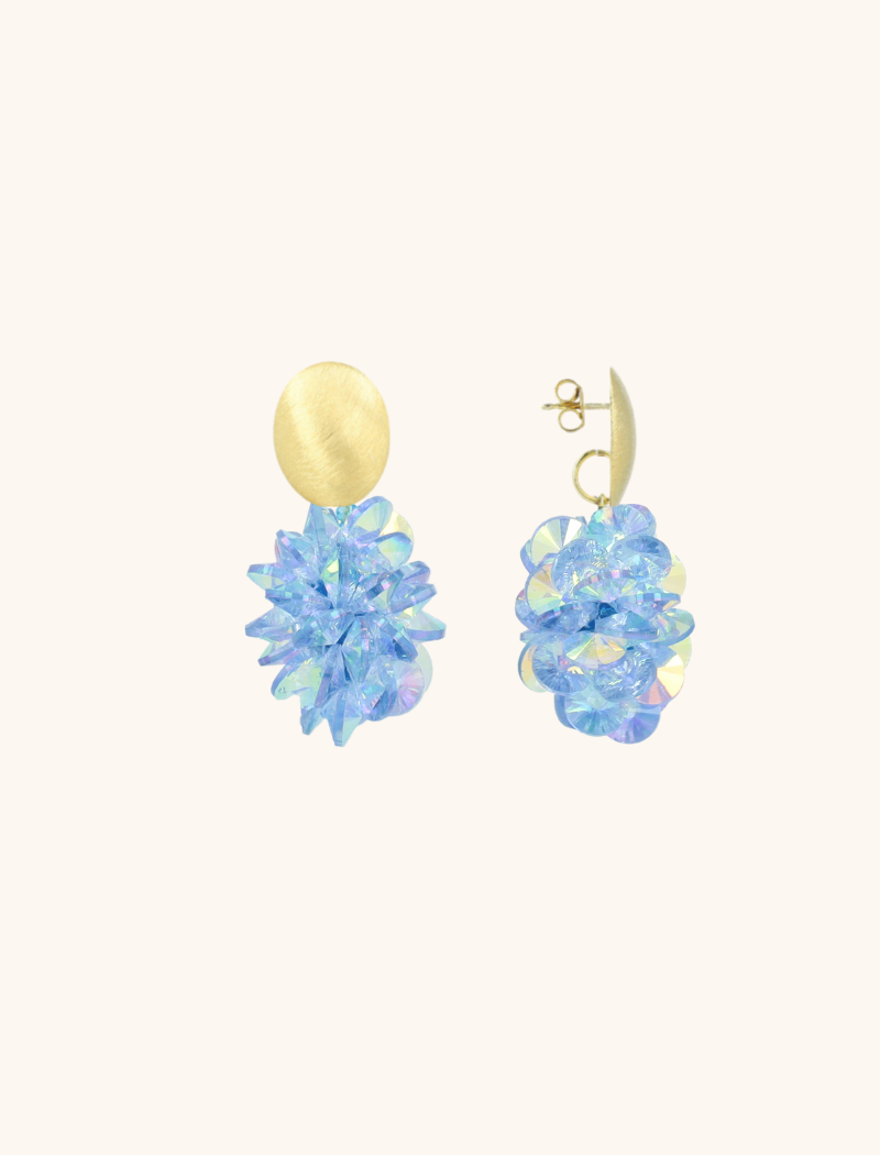 Light Blue Holo Oorbellen Crystal Grape Sam