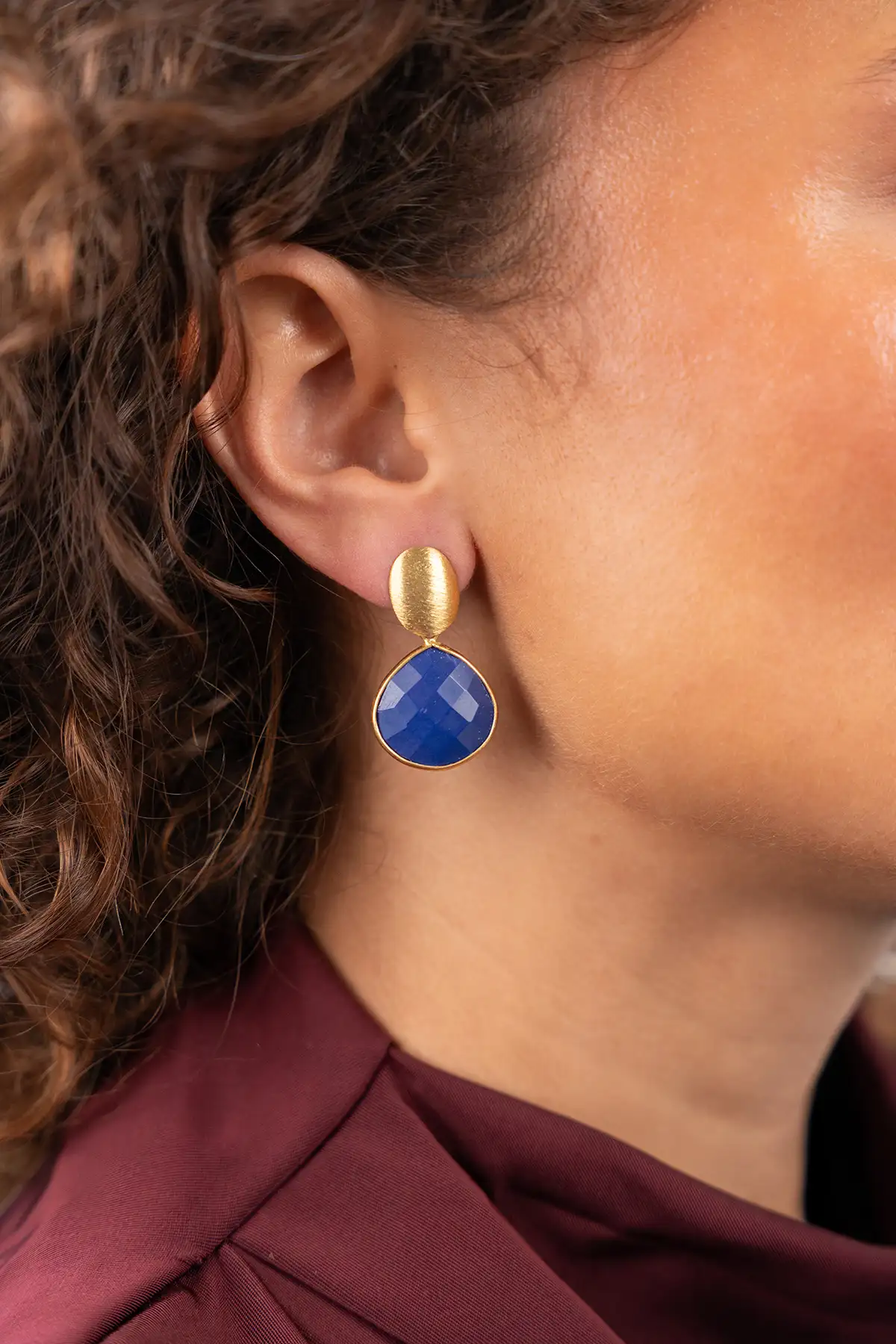 Blaue Ohrringe Round Framed Drop Leni