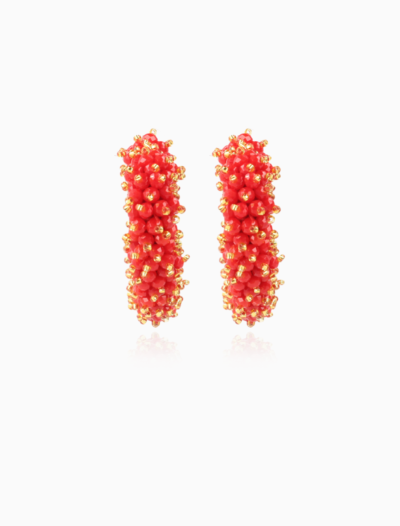 Red Sophia Earrings SophiaHeart Double Stones Creool