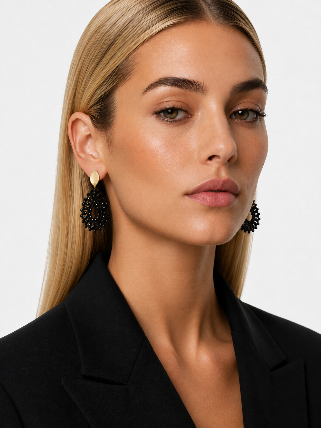 Brass - Gold Drop Crystal Small - Black