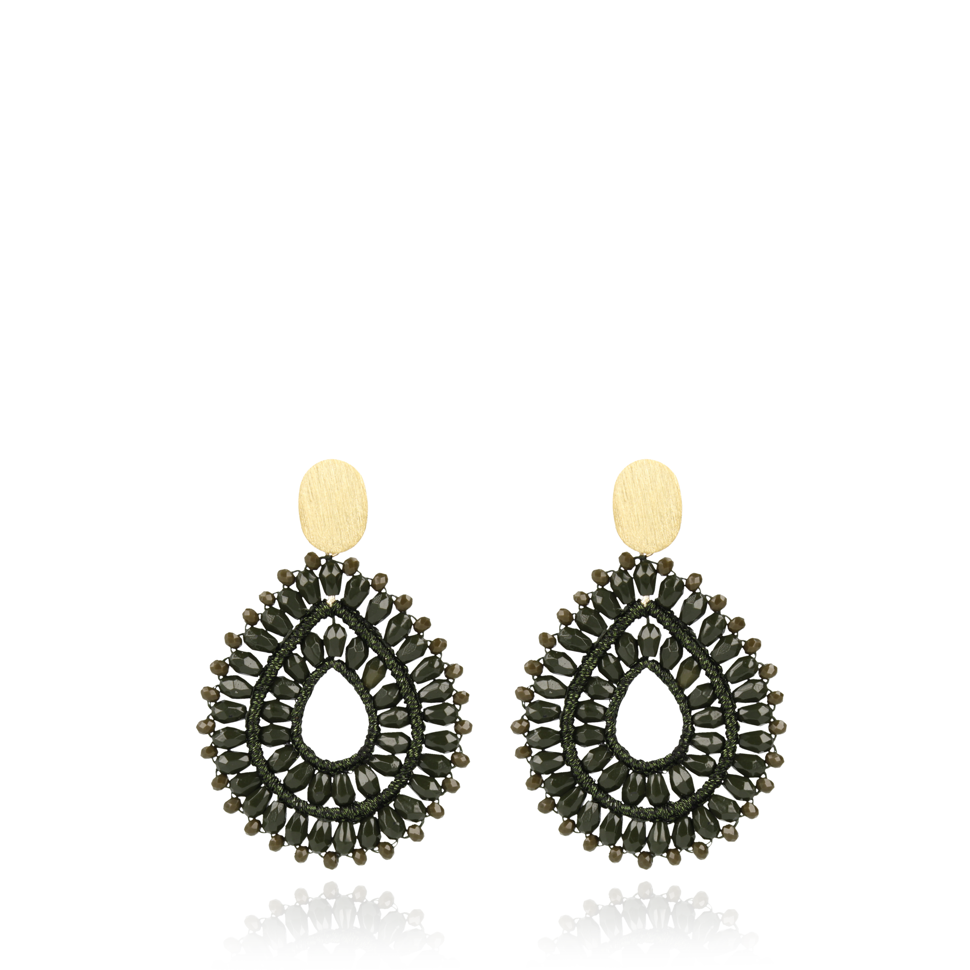 Army Groene Oorbellen Alice Drop Double Crystal