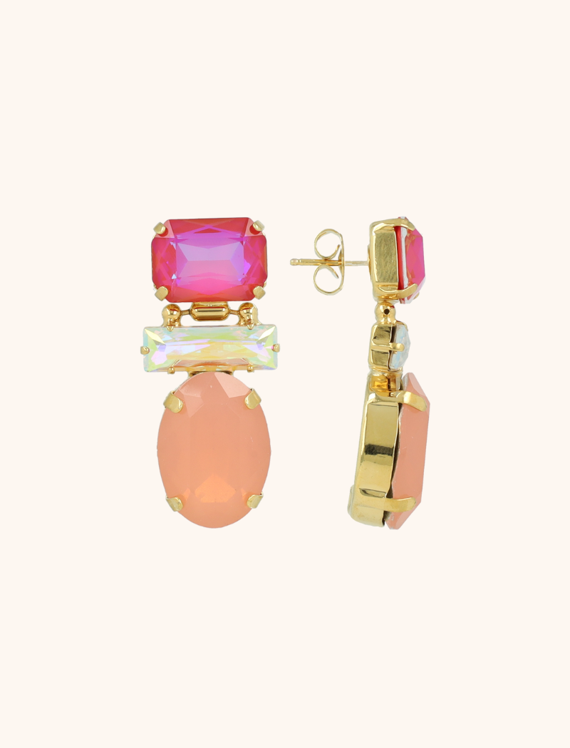 Orange Earrings Vajen Triple Shapes