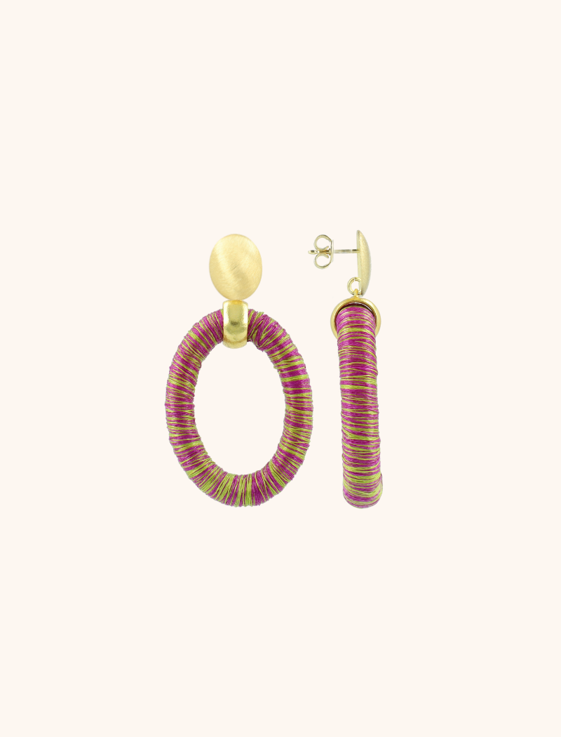 Fuchsia Lime Earrings Faye Oval S