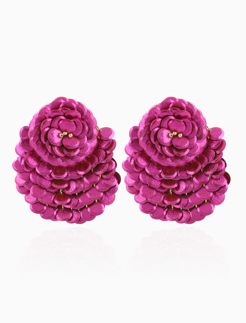 Fuchsia Oorbellen Sequin Fan-Shaped Flower L Melody