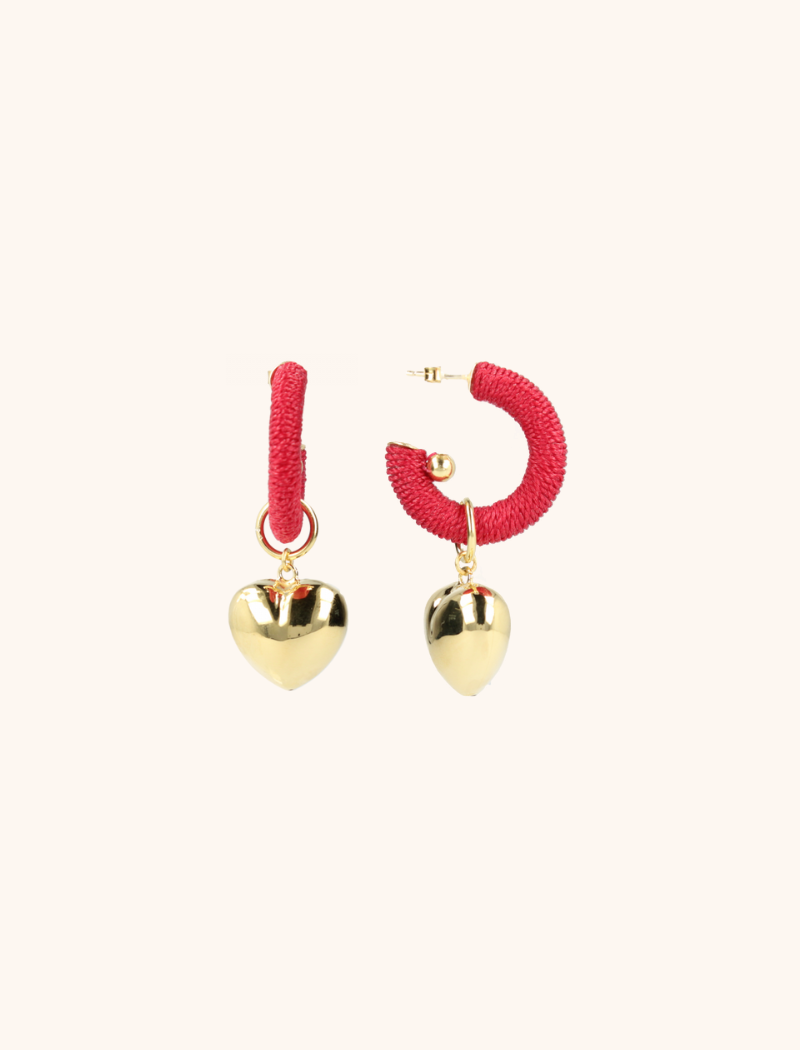 Red Heart Earrings Hoop Rifka S