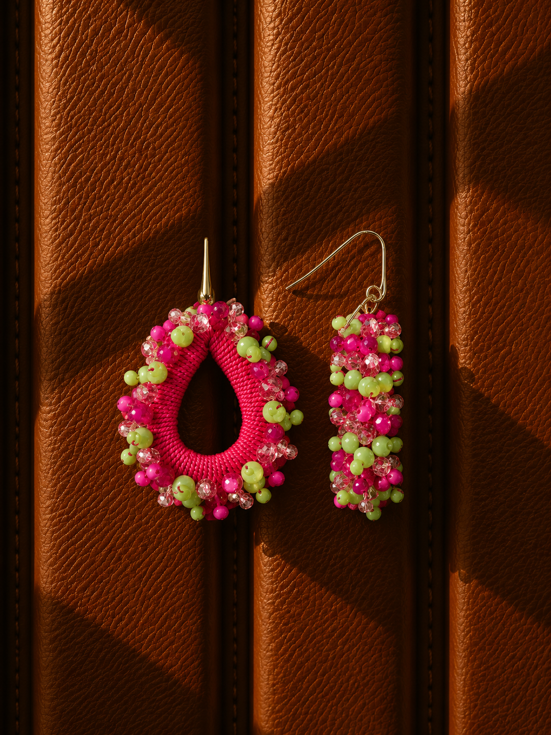 Fuchsia Lime Oorbellen Carina Urchin Druppel M