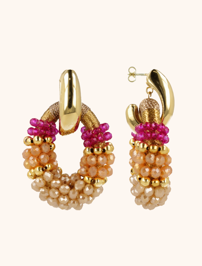 Fuchsia Tangerine Earrings Viv Oval M