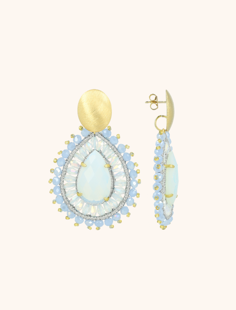 Shiny Frosty Blaue Ohrringe Berber Double Quartz Kristall Drop L