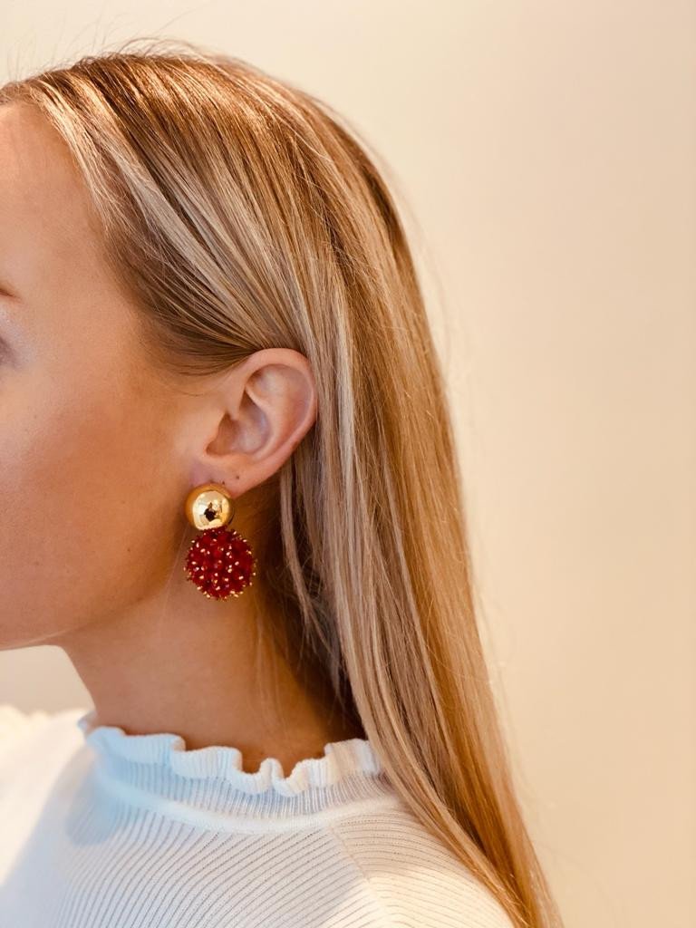 Red earrings jacky glassberry double stones globe L 