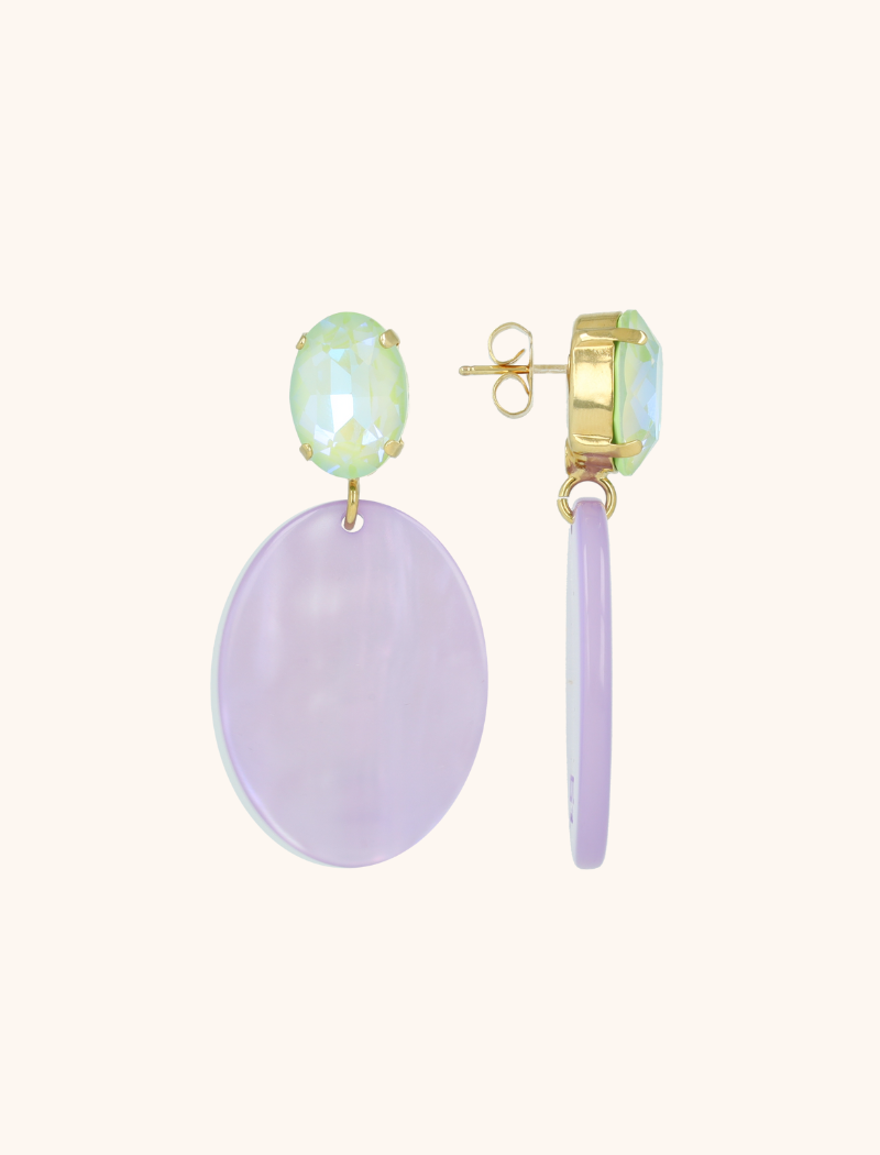 Holographic Lilac Earrings Isabella Oval S  