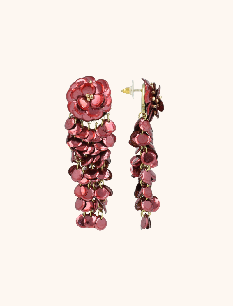 Rode Oorbellen Bold Sequin Waterfall L Bonny