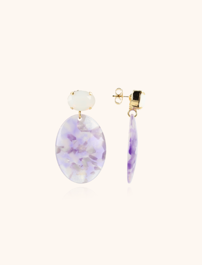 Mixed Lilac Earrings Celia Bugle L Strass White