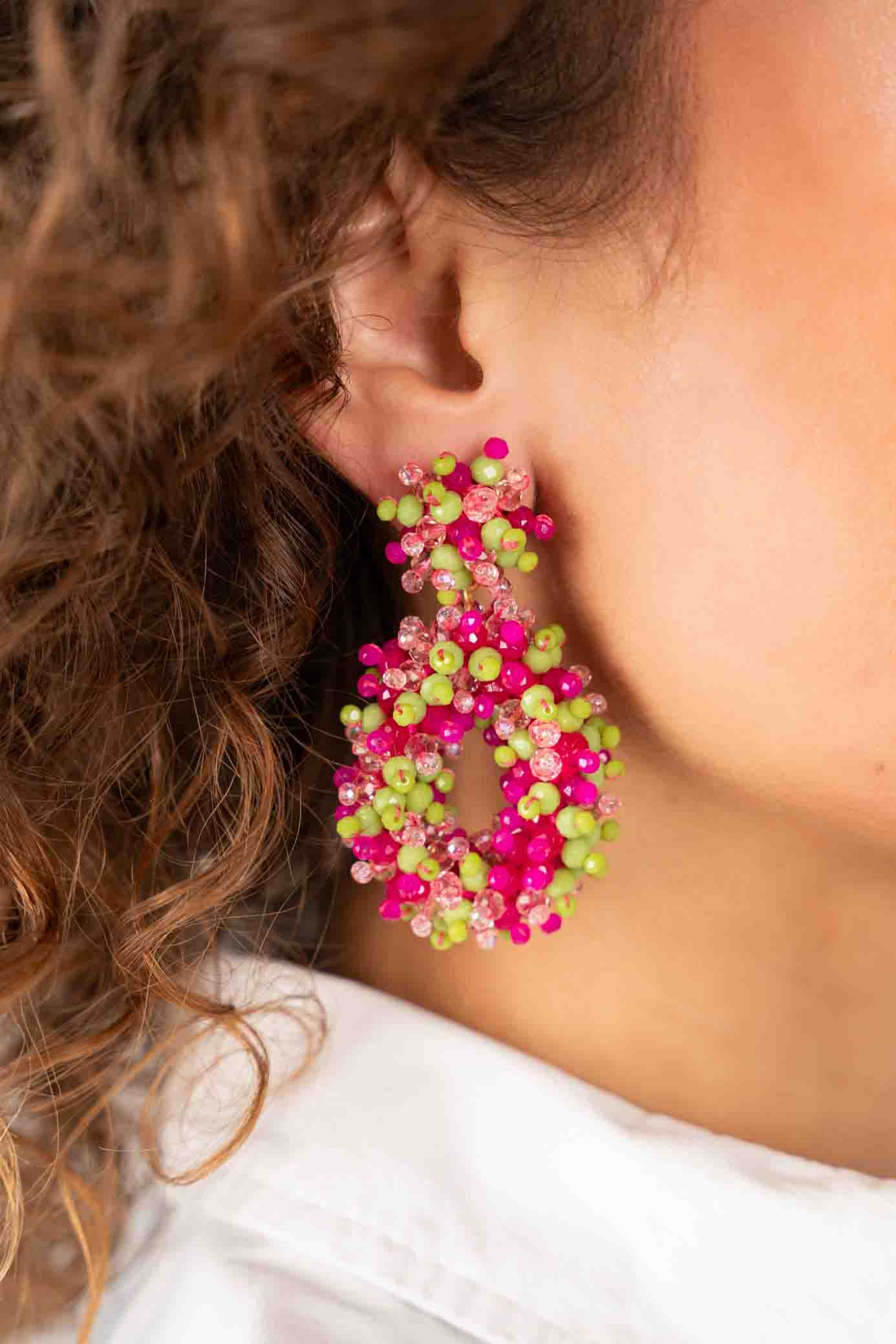 Fuchsia Lime Earrings Dolly Hoop