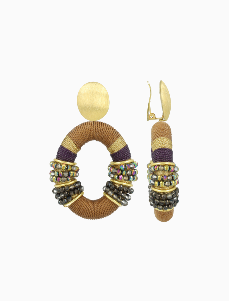 Bruine Oorbellen Elle Combi Oval Deluxe L Clip