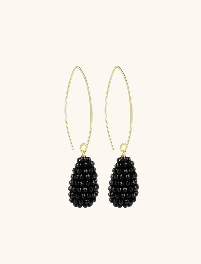 Black cone glassberry S earrings - hook