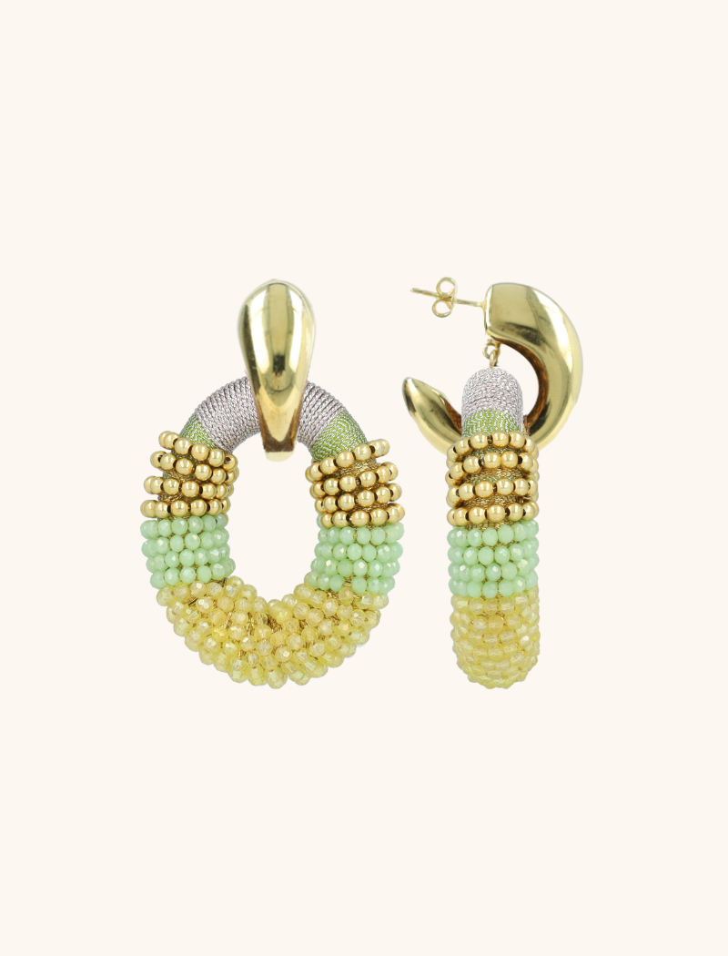 Yellow/Lavender/Mint Oorbellen Yara Combi Oval L