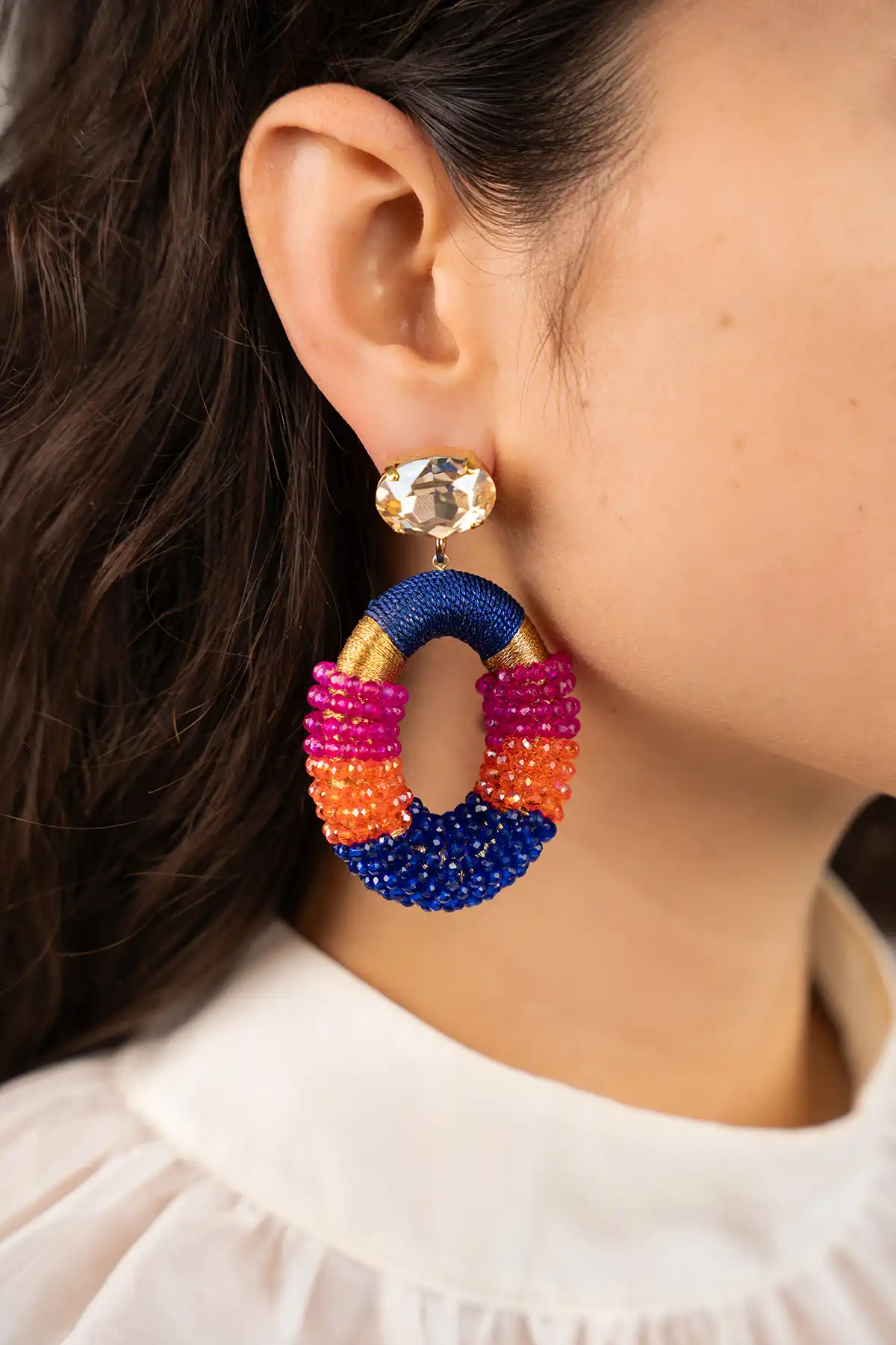 Royal blue earrings Yara Glassberry Oval L Strasslott-theme.productDescriptionPage.SEO.byTheBrand