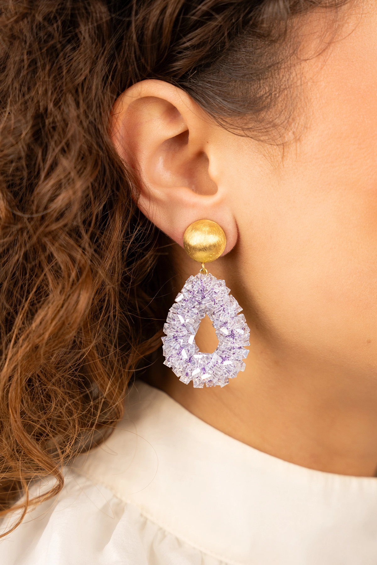 Ice Purple Earrings Marieke Drop S Raw Clip