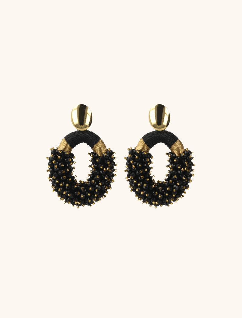 Schwarze Ohrringe Eve Combi Oval L  Double Stones