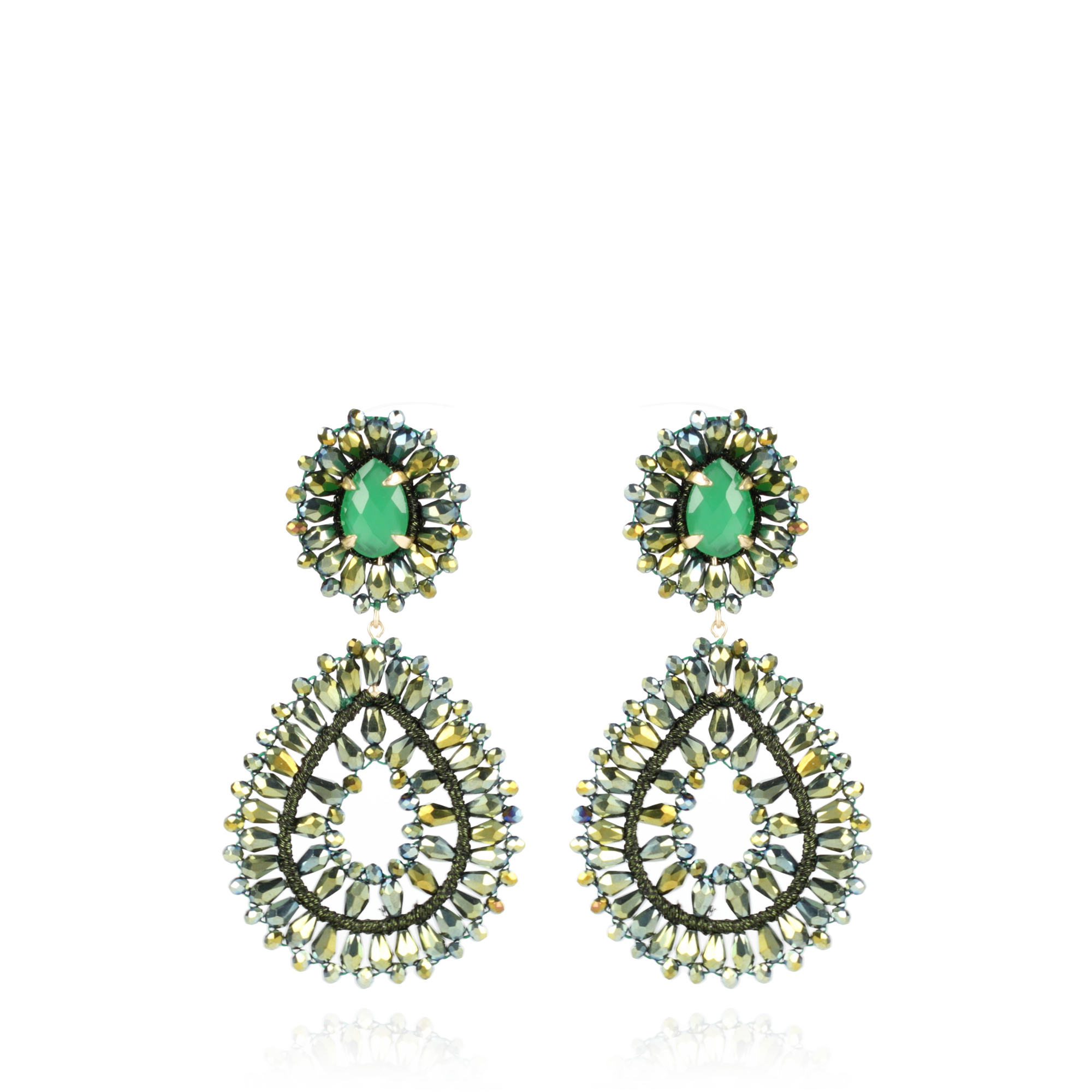 Metallic Groene Oorbellen Apollo Double Drop lott-theme.productDescriptionPage.SEO.byTheBrand