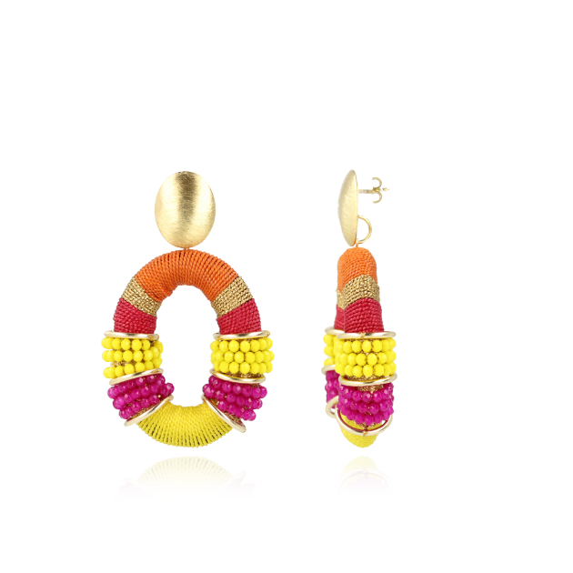 Yellow Earrings Elle Glassberry Combi Oval Deluxe L