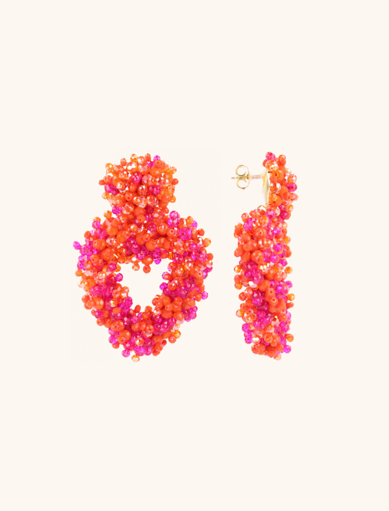 Mixed Fuchsia Heart Earrings Valentina