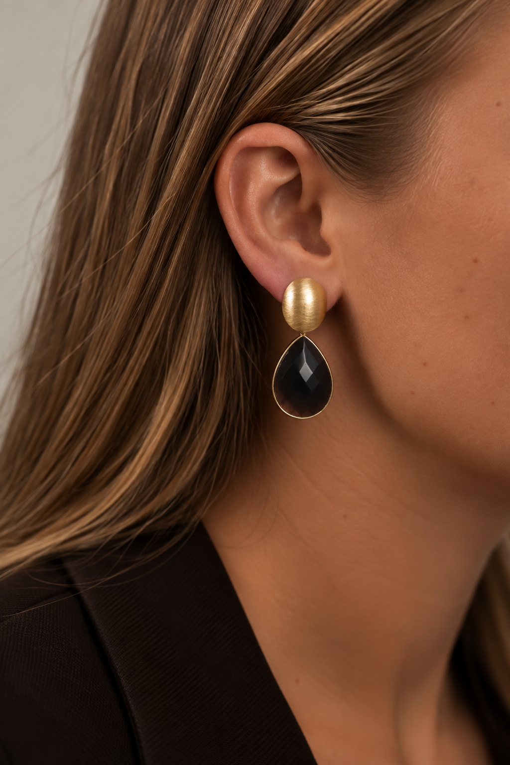 Rae – Framed Drop Oorbellen L – Bruin